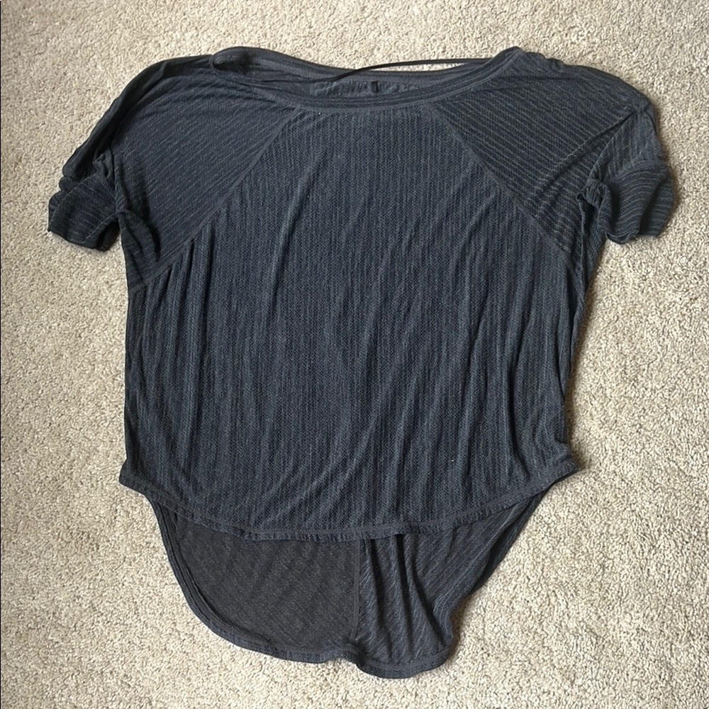 Prana Gray Ribbed Relaxed Short Sleeve T-Shirt